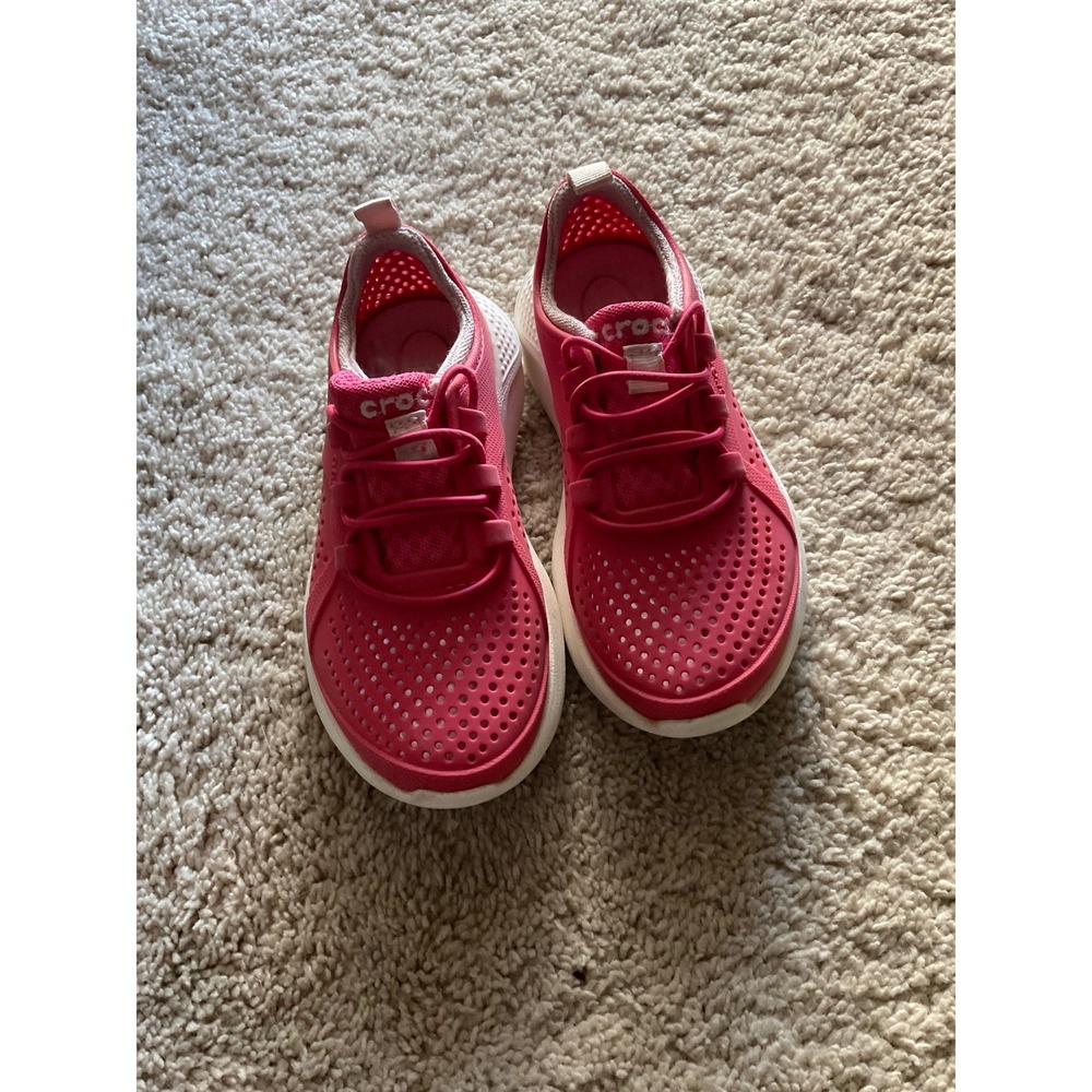Crocs Kids Pink Perforated Slip On Sneakers Shoes Size C11